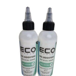 2 Bottles Eco Style curl revivial gel boosters mix in oil serum 4oz conditioning